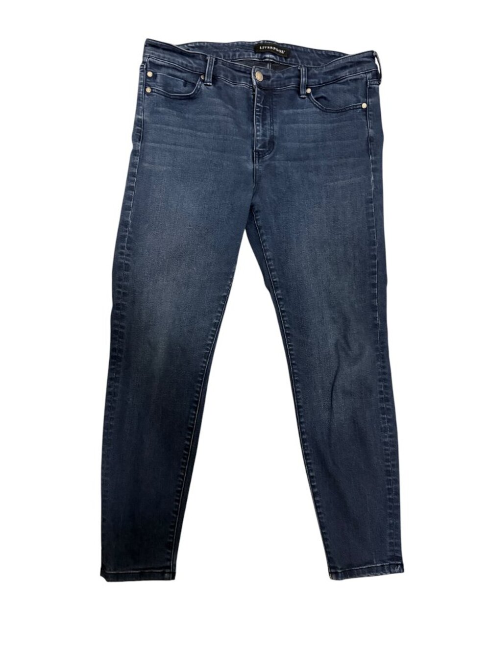 Liverpool Los Angeles Petite 12/31 Distressed Skinny Jeans Dark Wash Raw Hem